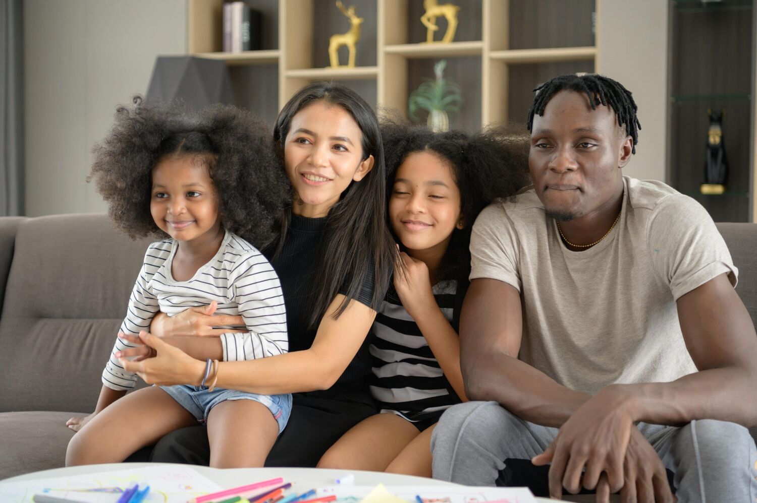 Family relaxing together at home